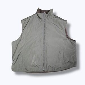 Fleece Lined Utility Work Vest Mens XXL (Estimated) Outdoor Zip Front Olive NWOT